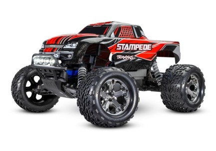 TRAXXAS - Traxxas Stampede 1/10 RTR Monster Truck Elektrikli Rc Model Araba Offroad w/LED Light Set, TQ 2.4GHz Radio Kırmızı (Batarya ve Şarj Aleti Dahildir)