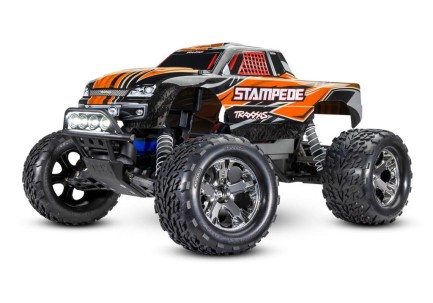 TRAXXAS - Traxxas Stampede 1/10 RTR Monster Truck Elektrikli Rc Model Araba Offroad w/LED Light Set, TQ 2.4GHz Radio Turuncu (Batarya ve Şarj Aleti Dahildir)