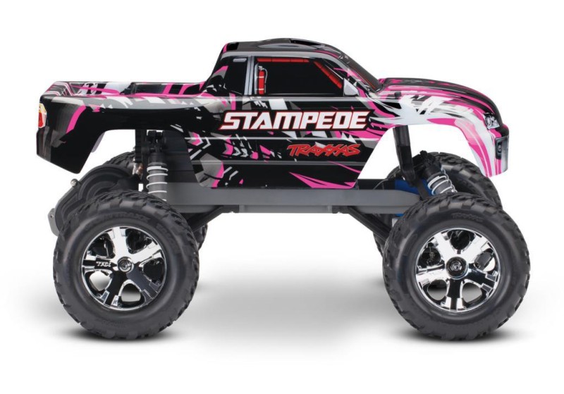 Traxxas Stampede 1/10 RTR Monster Truck Rc Model Araba 2WD w/XL-5 & TQ Kumanda 2.4Ghz Pembe (Batarya ve Şarj Aleti Dahildir)