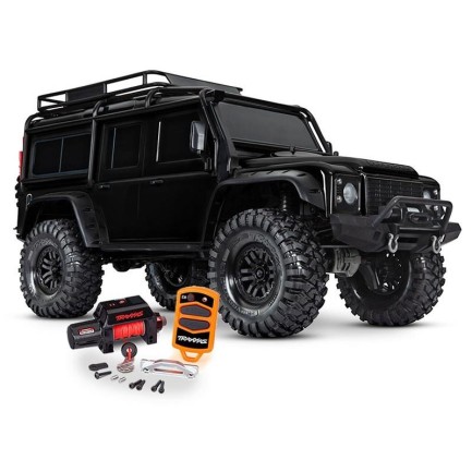 TRAXXAS - Traxxas TRX-4 Land Rover Defender 4X4 1/10 Scale Trail Rock Crawler TQi Elektrikli Rc Model Araba Siyah + VİNÇ DAHİL