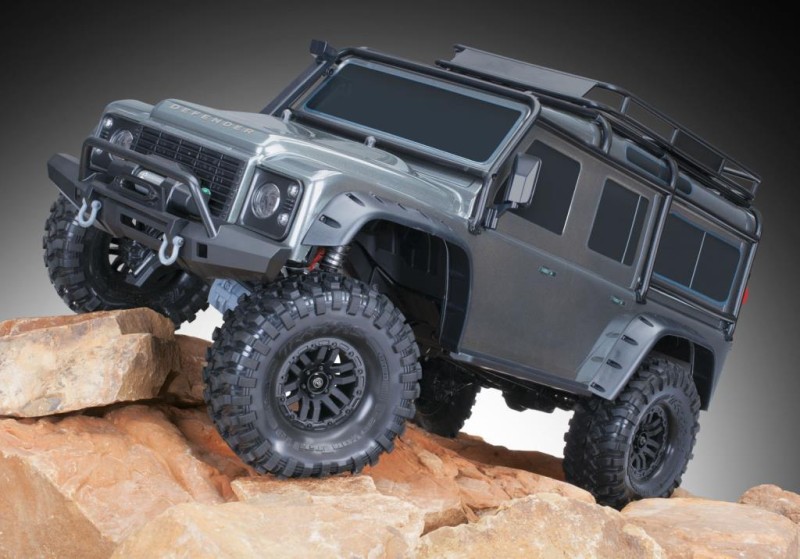 Traxxas TRX-4 Land Rover Defender 4X4 1/10 Scale Trail Rock Crawler TQi Elektrikli Rc Model Araba Gümüş