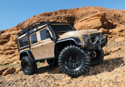 Traxxas TRX-4 Land Rover Defender 4X4 1/10 Scale Trail Rock Crawler TQi Elektrikli Rc Model Araba Kum Rengi - Thumbnail