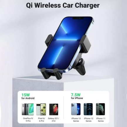 Ugreen 15W Kablosuz Şarj Destekli Araç İçi Sensörlü Otomatik Telefon Tutucu - Thumbnail