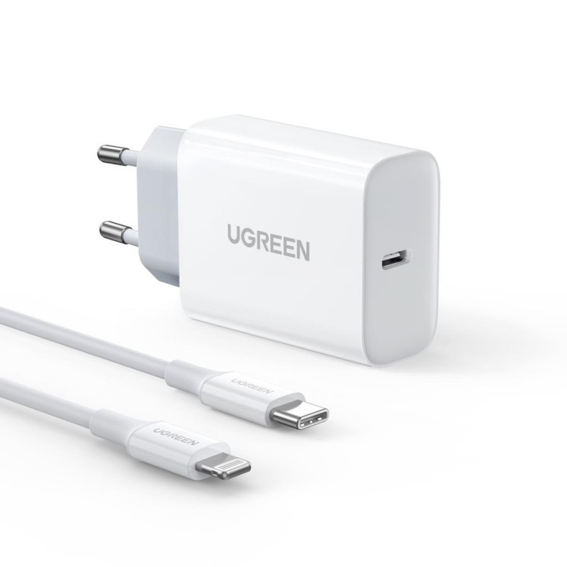 Ugreen 20W PD Şarj Cihazı ve PD to Lightning iPhone Data Şarj Kablosu 1 Met