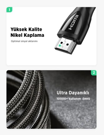 Ugreen 8K Ultra HD HDMI 2.1 Görüntü Aktarma Kablosu 1.5 Metre - Thumbnail