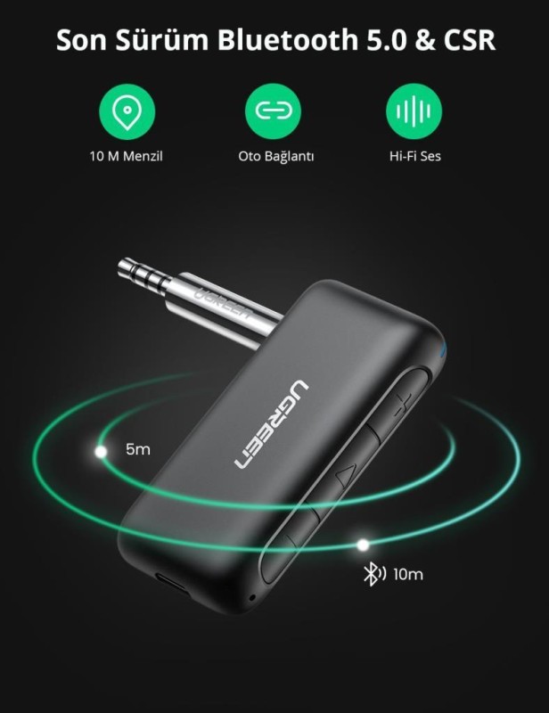 Ugreen Bluetooth 5.0 Kablosuz Müzik Alıcı Audio Receiver