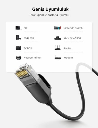 Ugreen Cat6A Slim 10Gbps Ethernet Kablosu 3 Metre - Thumbnail