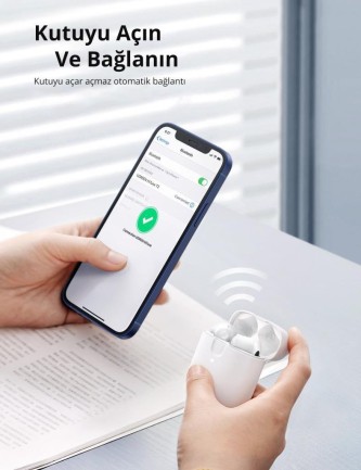 Ugreen HiTune T2 Bluetooth 5.0 Kablosuz TWS Kulaklık Beyaz - Thumbnail