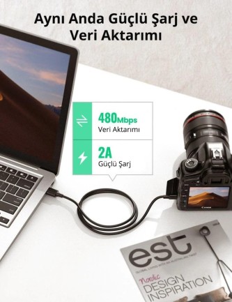 Ugreen Mini USB Data ve Şarj Kablosu 1.5 Metre - Thumbnail