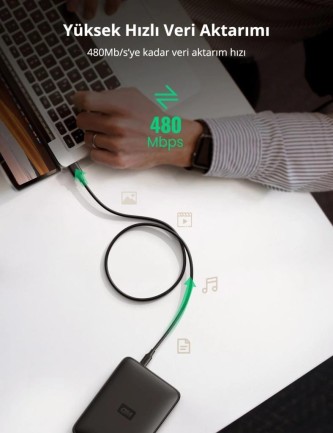 Ugreen Mini USB Data ve Şarj Kablosu 50 CM - Thumbnail