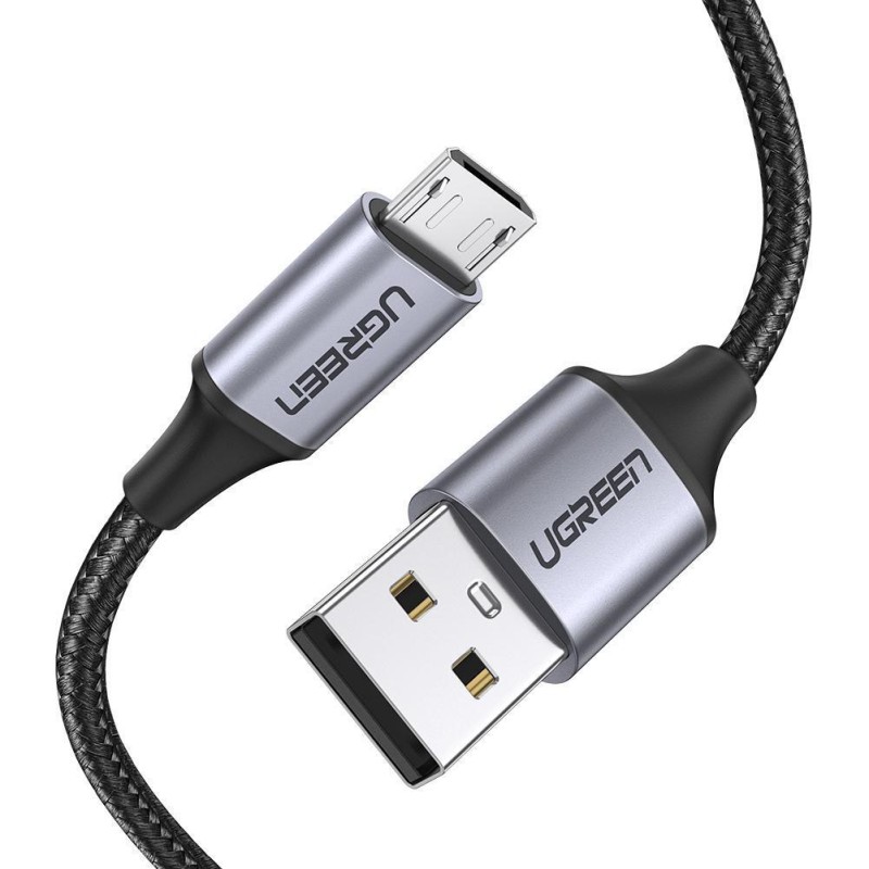 Ugreen Örgülü Micro USB Data ve Şarj Kablosu Siyah 50 CM