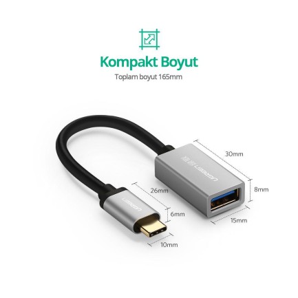 Ugreen Type-C USB 3.0 Dönüştürücü Adaptör Beyaz - Thumbnail