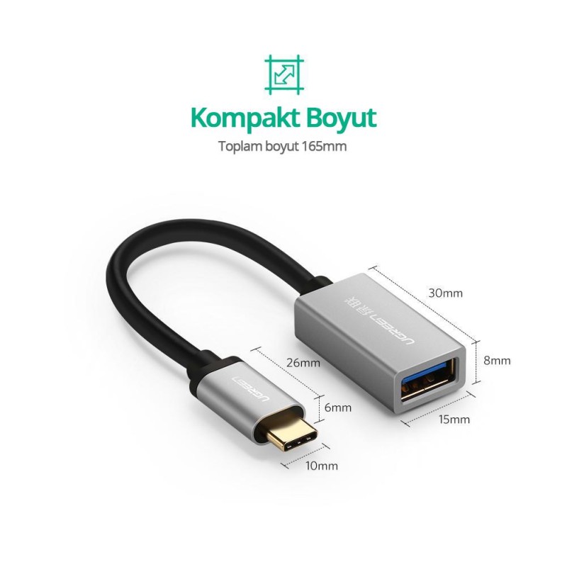 Ugreen Type-C USB 3.0 Dönüştürücü Adaptör Beyaz