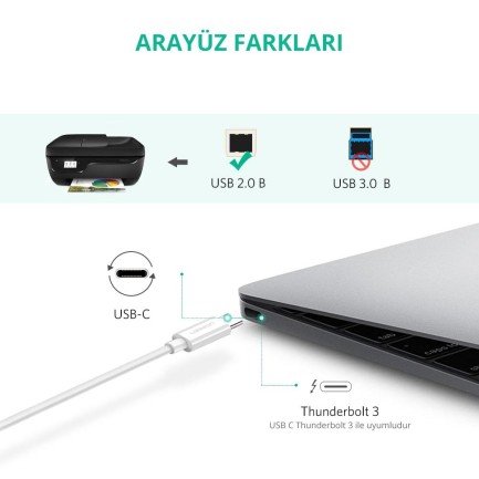 Ugreen Type-C USB B Yazıcı Kablosu - Thumbnail