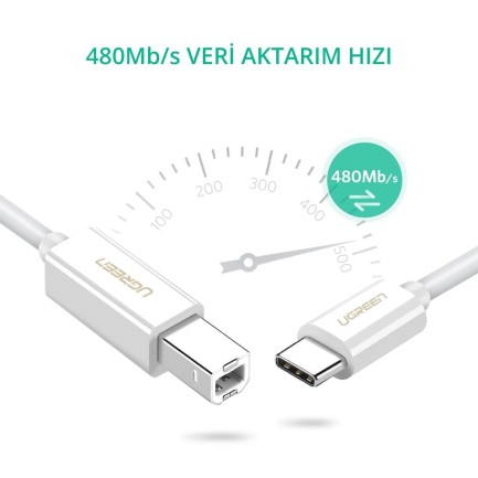 Ugreen Type-C USB B Yazıcı Kablosu - Thumbnail