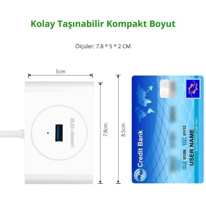 Ugreen USB 3.0 4 Portlu Hub Çoklayıcı 1 Metre - Thumbnail