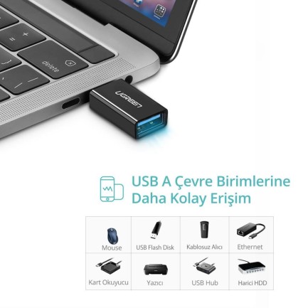 Ugreen USB 3.0 Type-C Dönüştürücü Adaptör Siyah - Thumbnail