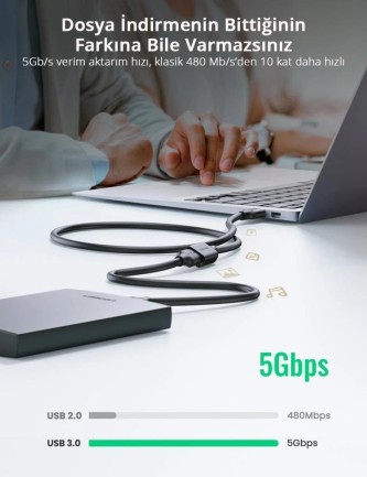 Ugreen USB 3.0 Uzatma Kablosu 1 Metre - Thumbnail