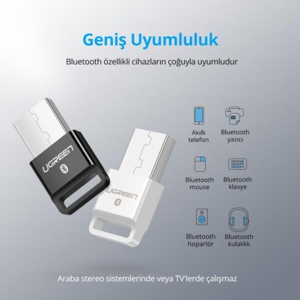 Ugreen USB Bluetooth Adaptör V4.0 Beyaz - Thumbnail