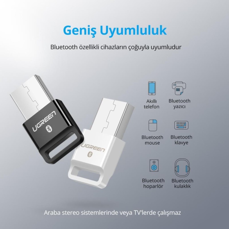 Ugreen USB Bluetooth Adaptör V4.0 Beyaz