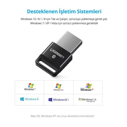 Ugreen USB Bluetooth Adaptör V4.0 Beyaz - Thumbnail