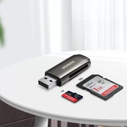 Ugreen USB-C USB 3.0 Çift Slotlu Micro SD, SD ve MMC Kart Okuyucu - Thumbnail