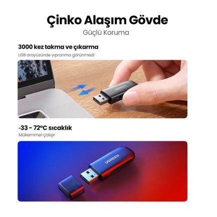 Ugreen USB-C USB 3.0 Çift Slotlu Micro SD, SD ve MMC Kart Okuyucu - Thumbnail