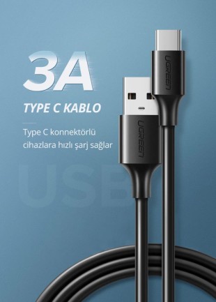 Ugreen USB Type-C Şarj ve Data Kablosu 25 CM - Thumbnail