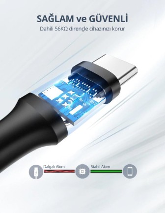 Ugreen USB Type-C Şarj ve Data Kablosu 25 CM - Thumbnail