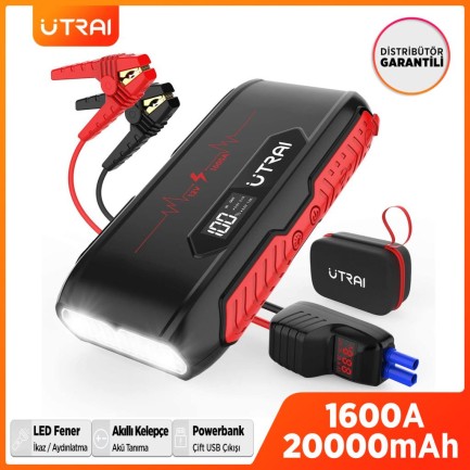 UTRAI - UTRAI Jstar 3 20000mAh 1600A Jump Starter LCD Ekranlı Taşınabilir Akü Takviye Cihazı ( Çanta + Powerbank + Led Lamba)