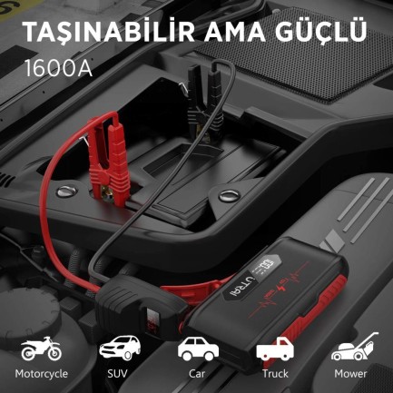 UTRAI Jstar 3 20000mAh 1600A Jump Starter LCD Ekranlı Taşınabilir Akü Takviye Cihazı ( Çanta + Powerbank + Led Lamba) - Thumbnail