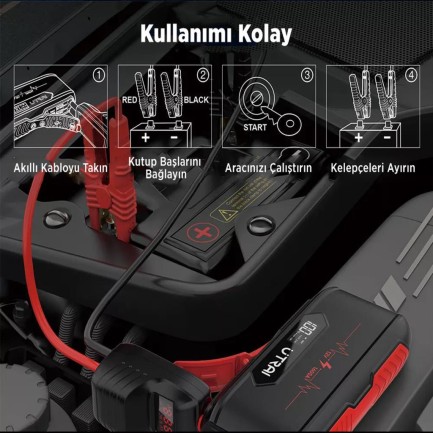 UTRAI Jstar 3 20000mAh 1600A Jump Starter LCD Ekranlı Taşınabilir Akü Takviye Cihazı ( Çanta + Powerbank + Led Lamba) - Thumbnail