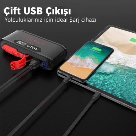 UTRAI Jstar 3 20000mAh 1600A Jump Starter LCD Ekranlı Taşınabilir Akü Takviye Cihazı ( Çanta + Powerbank + Led Lamba) - Thumbnail