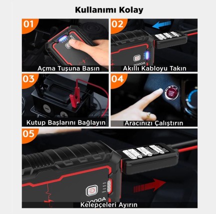 UTRAI Jstar One 22000mAh 2000A Jump Starter Taşınabilir Akü Takviye Cihazı ( Çanta + Pusula + Powerbank + Led Lamba) - Thumbnail