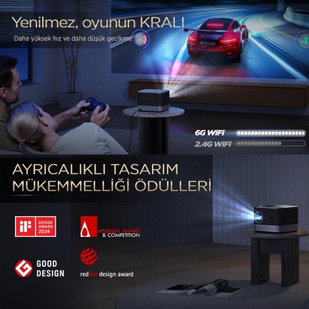 Vankyo Aurzen Boom 3 4K Android TV Projeksiyon Cihazı +Auto Focus+Auto Keystone+6G WiFi+5.2 Bluetooth+300 İnç Yansıtma+36W HiFi Dolby Ses Sistemi - PS5/PS4/XBOX/HDMI - Thumbnail