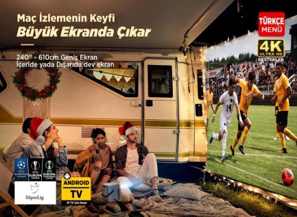 Vankyo H300A Android TV 4K Destekli Projeksiyon Cihazı +Auto Focus+Auto Keystone 6G Wi-Fi+5.2 Bluetooth 240 Inç Yansıtma+HiFi Dolby Ses Sistemi Koyu Gri PS5/PS4/XBOX/HDMI/USB - Thumbnail