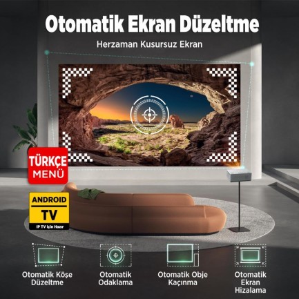 Vankyo Leisure L470A Android TV 1080P Destekli Projeksiyon Cihazı +Auto Focus+Auto Keystone+6G WiFi+5.2 Bluetooth+300 İnç Yansıtma+HiFi Dolby Ses Sistemi Beyaz PS5/XBOX/HDMI/USB/AV - Thumbnail