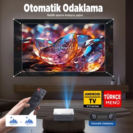 Vankyo Leisure L470A Android TV 1080P Destekli Projeksiyon Cihazı +Auto Focus+Auto Keystone+6G WiFi+5.2 Bluetooth+300 İnç Yansıtma+HiFi Dolby Ses Sistemi Beyaz PS5/XBOX/HDMI/USB/AV - Thumbnail