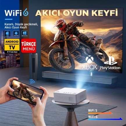 Vankyo Leisure L470A Android TV 1080P Destekli Projeksiyon Cihazı +Auto Focus+Auto Keystone+6G WiFi+5.2 Bluetooth+300 İnç Yansıtma+HiFi Dolby Ses Sistemi Beyaz PS5/XBOX/HDMI/USB/AV - Thumbnail