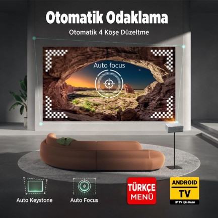 Vankyo Leisure L470A Android TV 1080P Destekli Projeksiyon Cihazı +Auto Focus+Auto Keystone+6G WiFi+5.2 Bluetooth+300 İnç Yansıtma+HiFi Premium Ses Sistemi Beyaz PS5/XBOX/HDMI - Thumbnail