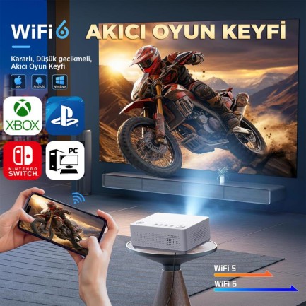 Vankyo Leisure L470A Android TV 1080P Destekli Projeksiyon Cihazı +Auto Focus+Auto Keystone+6G WiFi+5.2 Bluetooth+300 İnç Yansıtma+HiFi Premium Ses Sistemi Beyaz PS5/XBOX/HDMI - Thumbnail