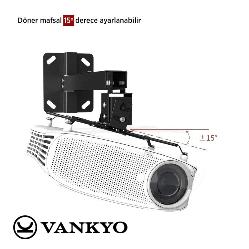 Vankyo Universal 43-65CM Projeksiyon Cihazı Tavan Askı Aparatı Tavan Bağlantı Aparatı Duvar Bağlantı Aparatı Siyah