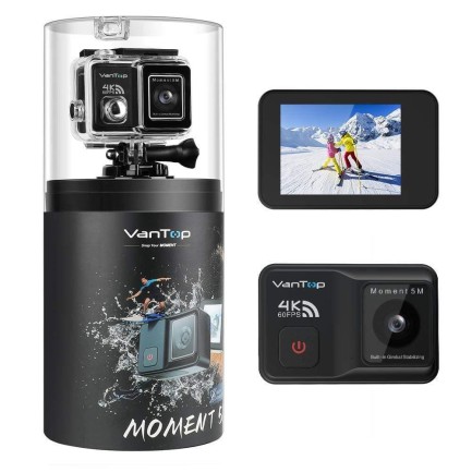 VANTOP - Vantop Moment 5M 4K 20MP Aksiyon Kamera + Mekanik Görüntü Stabilizasyon 2 Axis + Sony IMX258 Sensör + Çift Batarya + 170° Geniş Açı + Su Geçirmez
